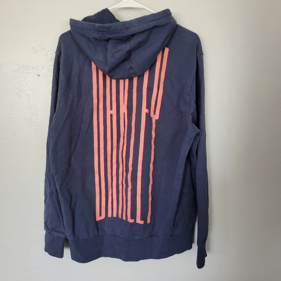 Oakley Men's Large Navy Blue Jacket Full Zip Hooded Long Sleeves Orange Logo - Picture 4 of 6